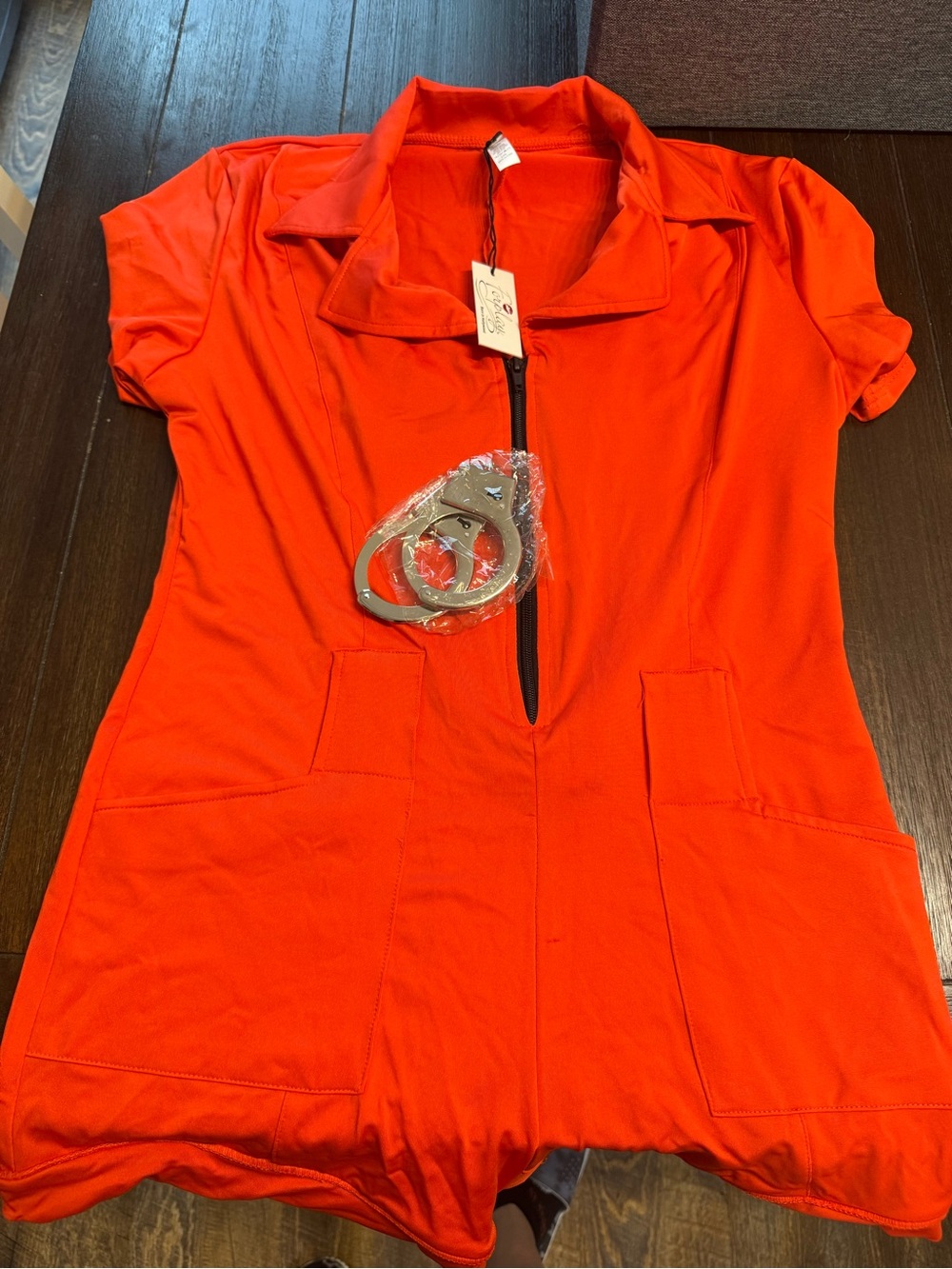 Forplay Bright Orange Short-Sleeve Zip Front Inmate Costume